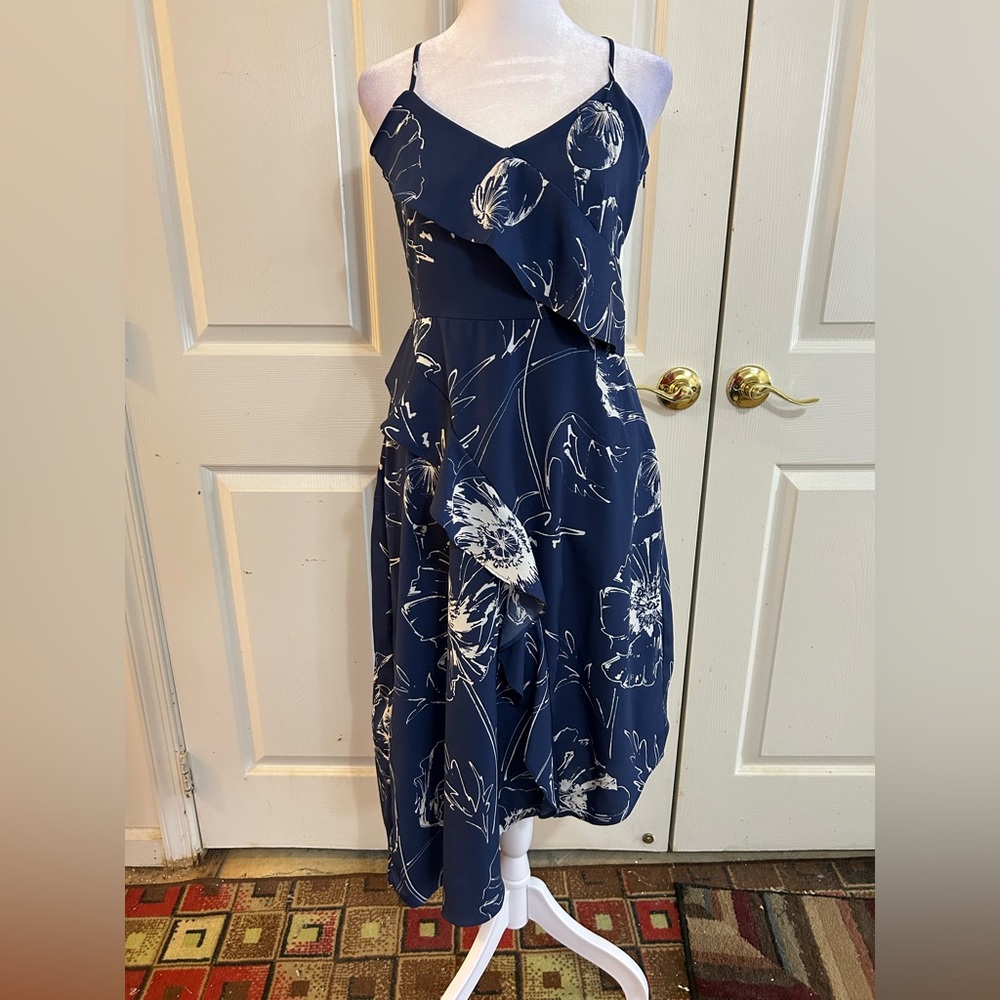 NWT Banana Republic blue & white slip dress, size 2 Petite